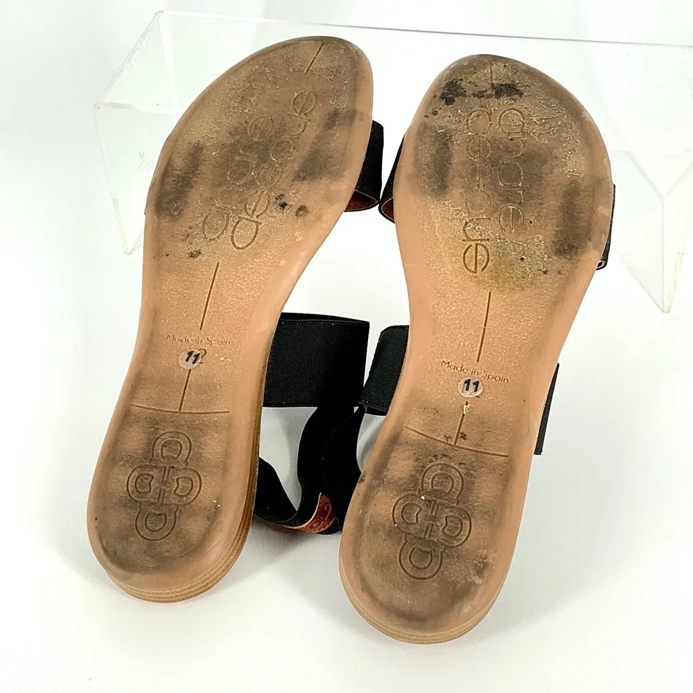 Andre Assous Size 11 Featherweights‎ Black Strap Flat Sandals Spain Nigella